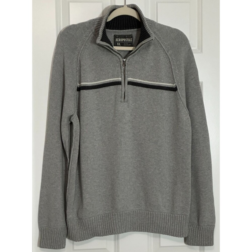 VTG Aeropostale Sweater Men's Size XL‎ Gray 100% Cotton Y2K Preppy